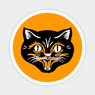 Classic Vintage Halloween Black Cat Face Magnet